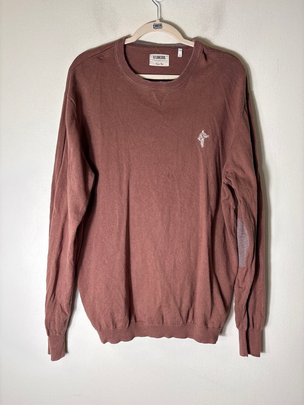 Men's Link Soul Brown Long Sleeve Knit Sweater Sz L